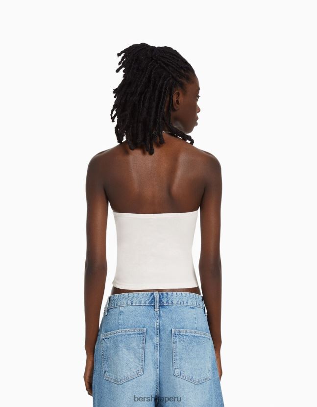 blanquecino Bershka mujer top bandeau estampado 806J6B886
