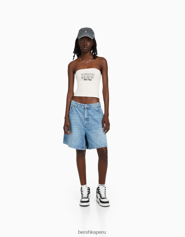 blanquecino Bershka mujer top bandeau estampado 806J6B886