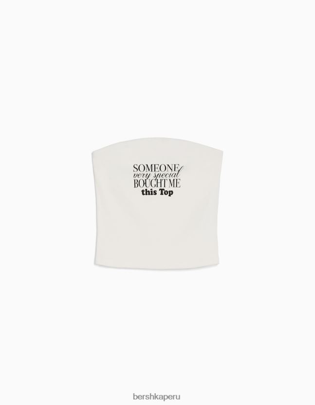 blanquecino Bershka mujer top bandeau estampado 806J6B886