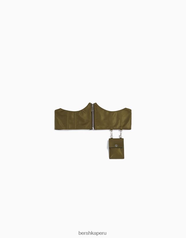 caqui Bershka mujer corsé de nailon con bolsillo 806J6B860