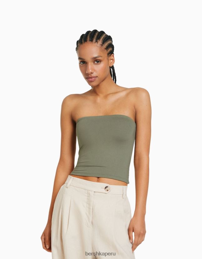 caqui Bershka mujer parte superior bandeau 806J6B664