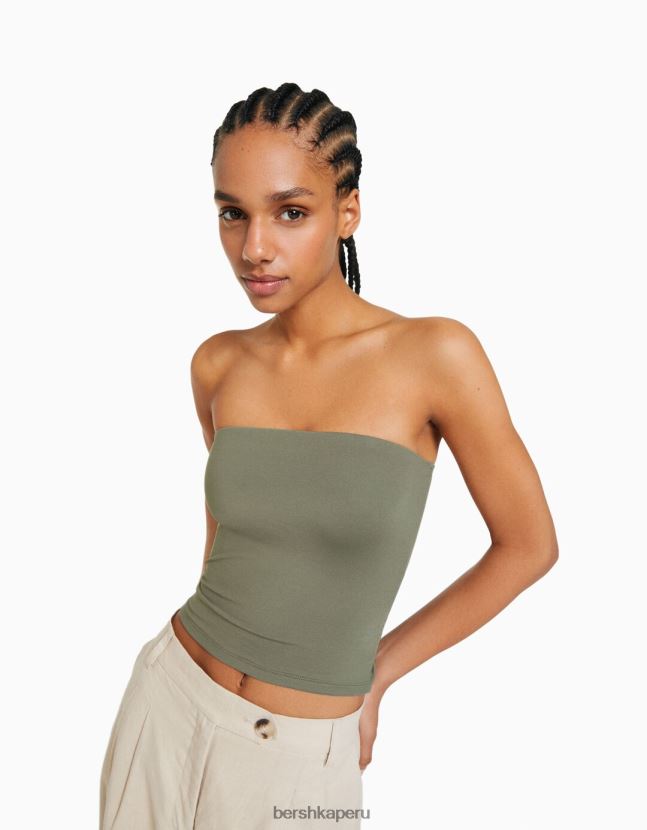 caqui Bershka mujer parte superior bandeau 806J6B664