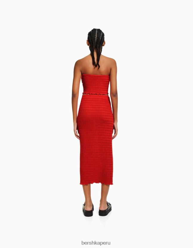 coral Bershka mujer top bandeau rústico 806J6B857