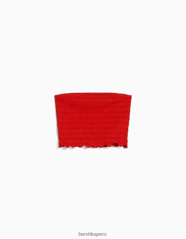 coral Bershka mujer top bandeau rústico 806J6B857
