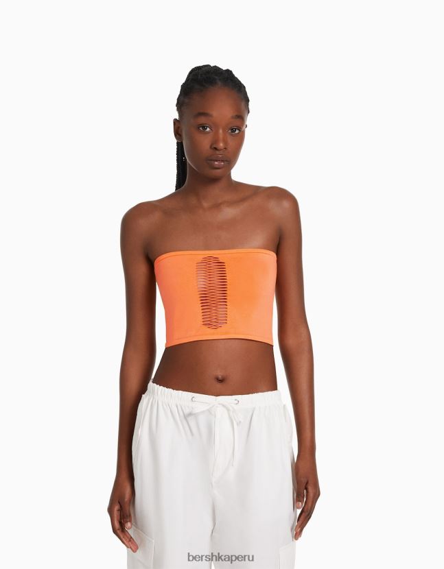 coral Bershka mujer top bandeau sin costuras 806J6B824