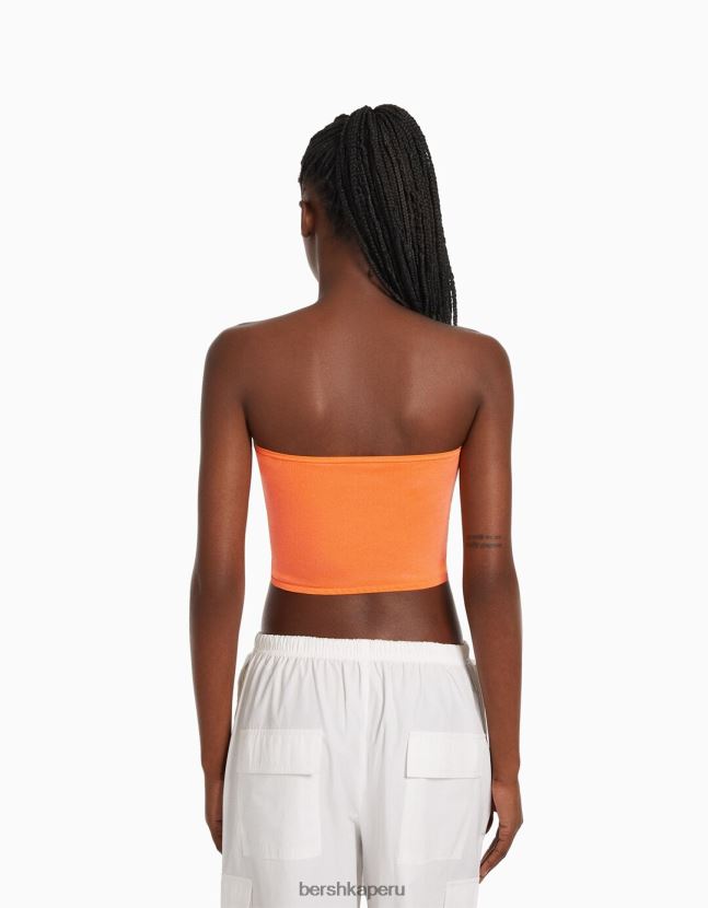 coral Bershka mujer top bandeau sin costuras 806J6B824