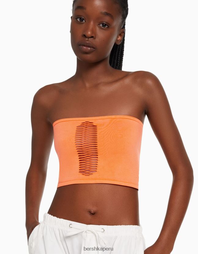 coral Bershka mujer top bandeau sin costuras 806J6B824