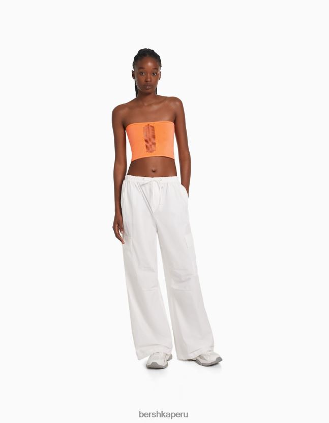 coral Bershka mujer top bandeau sin costuras 806J6B824