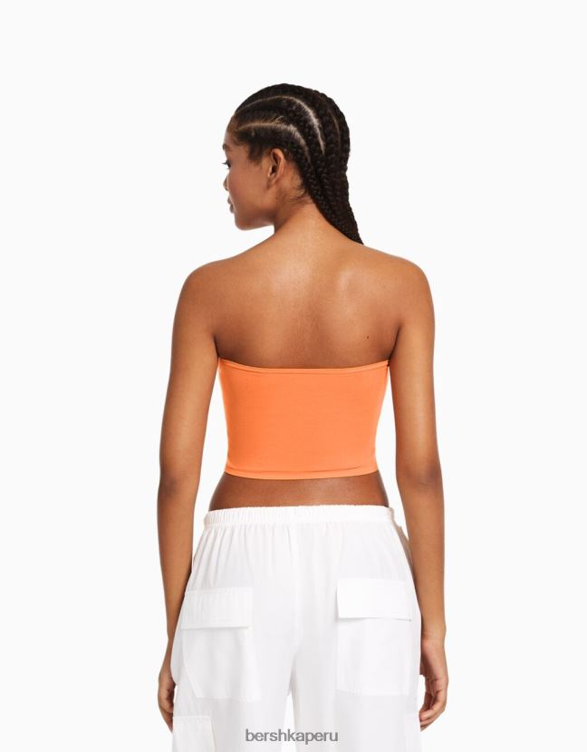 coral Bershka mujer top bandeau sin costuras 806J6B826