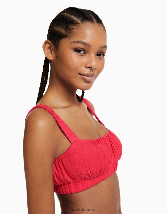 coral Bershka mujer top bralette de crepé con tiras 806J6B849