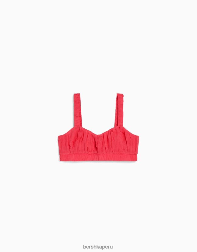 coral Bershka mujer top bralette de crepé con tiras 806J6B849