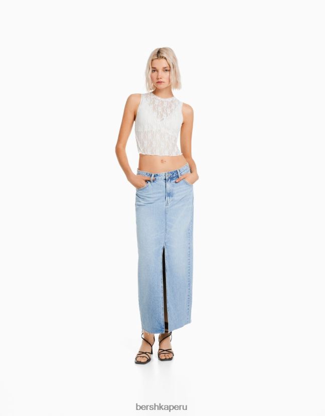 crema Bershka mujer camisa de encaje sin mangas 806J6B874