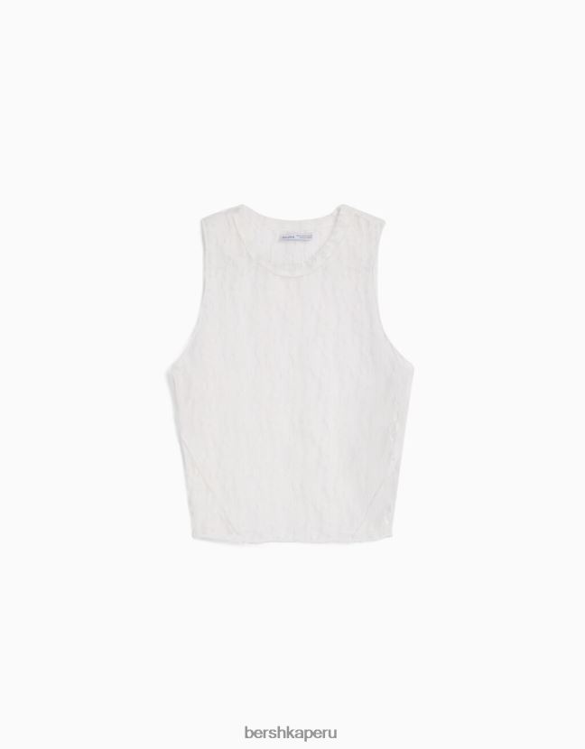crema Bershka mujer camisa de encaje sin mangas 806J6B874