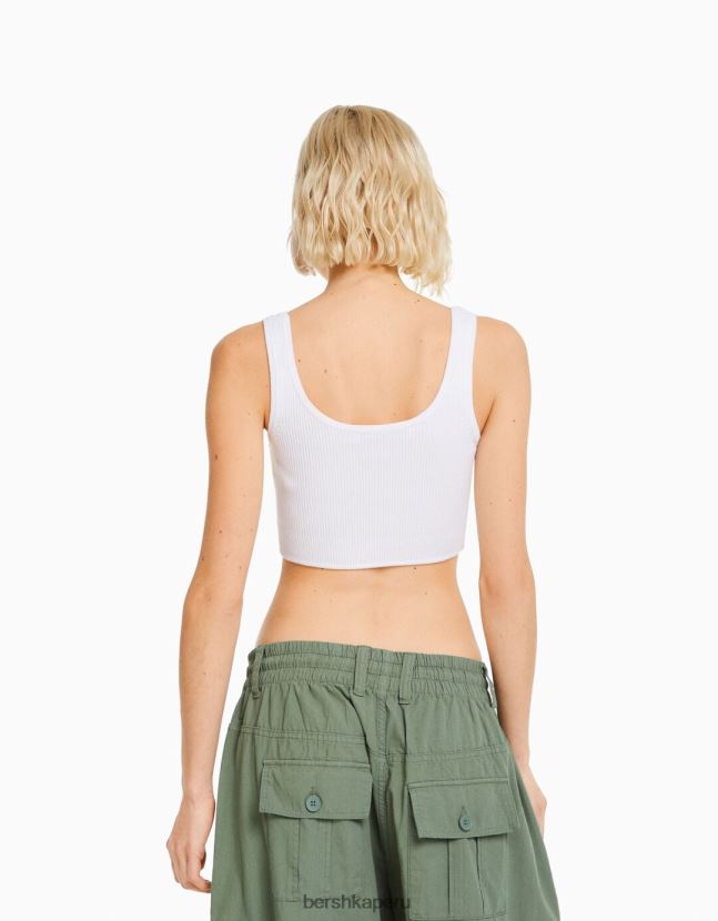 crema Bershka mujer camiseta sin mangas de punto 806J6B872