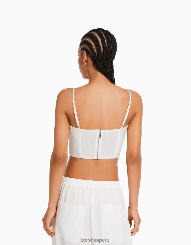 crema Bershka mujer corsé de satén con tiras 806J6B796