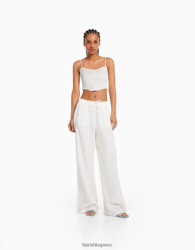 crema Bershka mujer corsé de satén con tiras 806J6B796