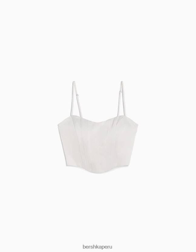 crema Bershka mujer corsé de satén con tiras 806J6B796