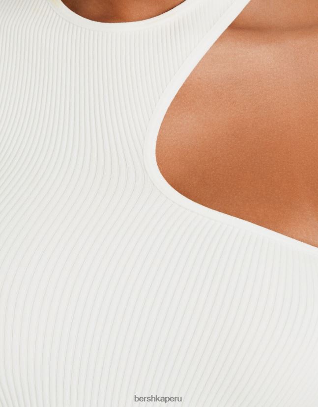 crema Bershka mujer top asimétrico sin mangas sin costuras 806J6B875
