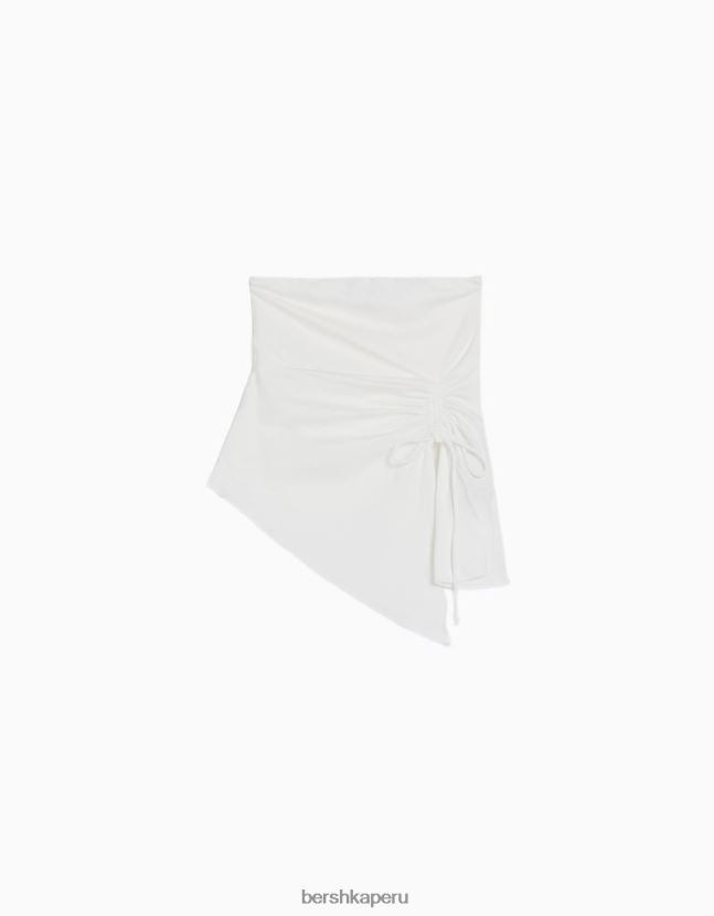 crema Bershka mujer top bandeau con detalle fruncido 806J6B704