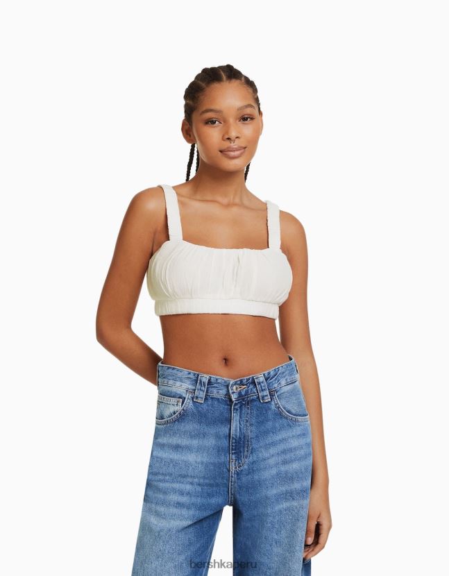 crema Bershka mujer top bralette de crepé con tiras 806J6B1919