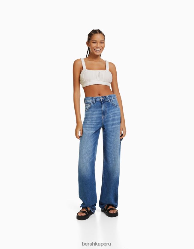 crema Bershka mujer top bralette de crepé con tiras 806J6B1919