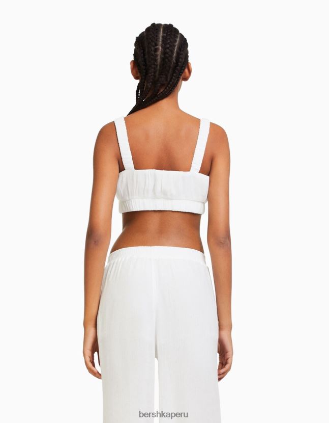 crema Bershka mujer top bralette de crepé con tiras 806J6B846