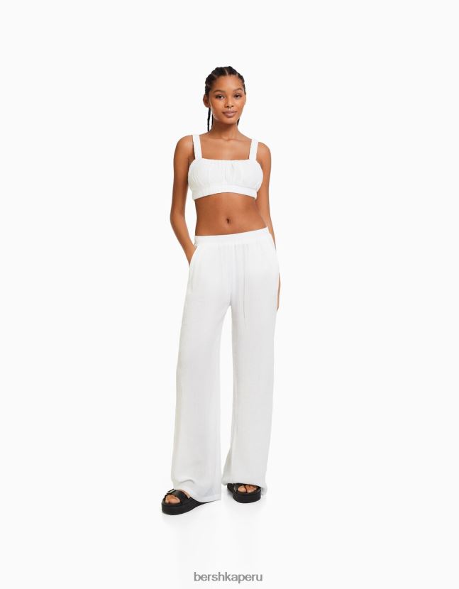 crema Bershka mujer top bralette de crepé con tiras 806J6B846