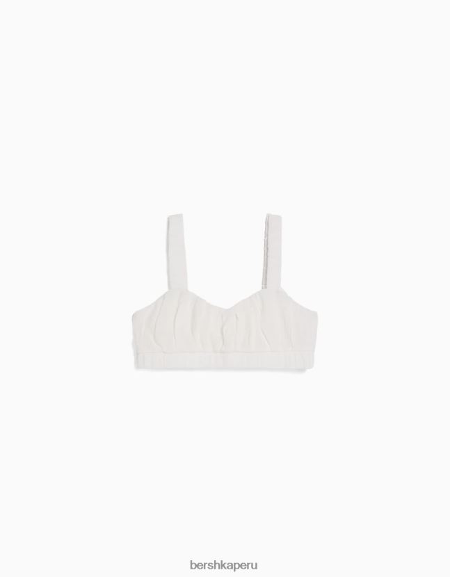 crema Bershka mujer top bralette de crepé con tiras 806J6B846