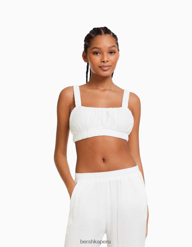 crema Bershka mujer top bralette de crepé con tiras 806J6B847