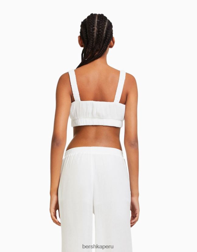 crema Bershka mujer top bralette de crepé con tiras 806J6B847