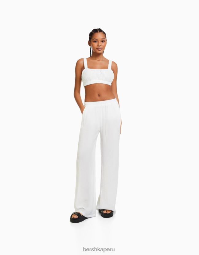 crema Bershka mujer top bralette de crepé con tiras 806J6B847