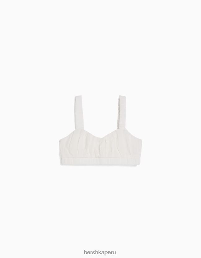 crema Bershka mujer top bralette de crepé con tiras 806J6B847
