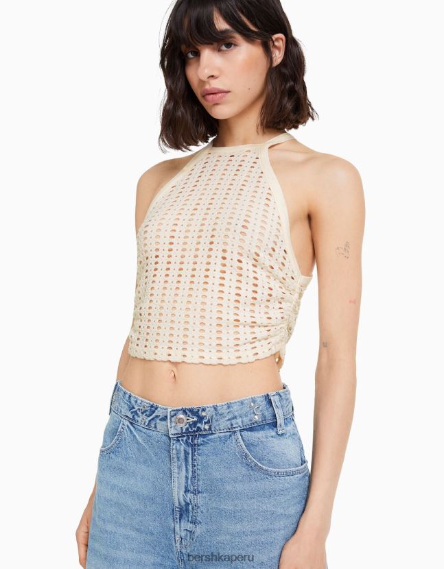 crema Bershka mujer top de corredor rústico 806J6B754