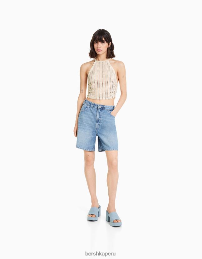 crema Bershka mujer top de corredor rústico 806J6B754