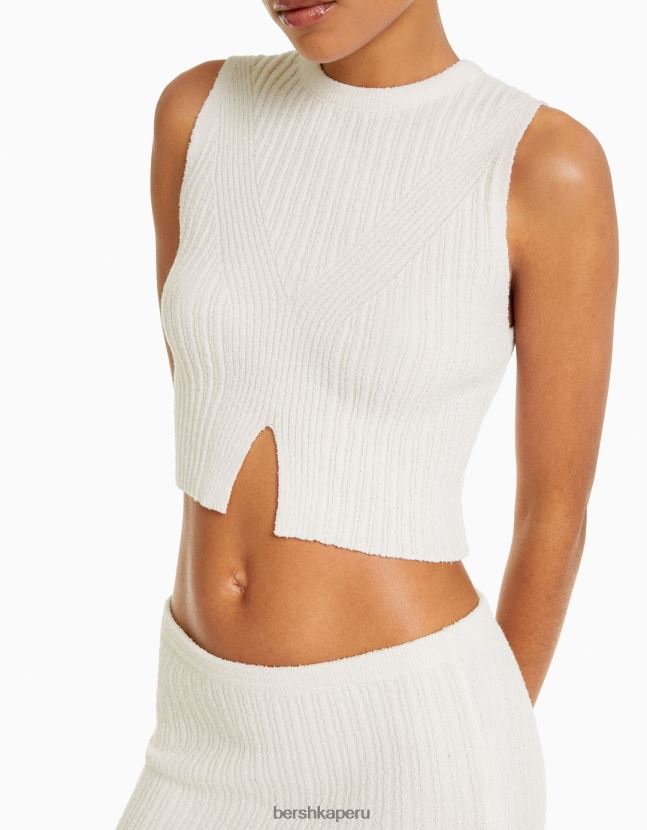 crema Bershka mujer top de punto rústico 806J6B689