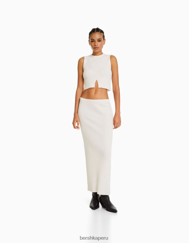 crema Bershka mujer top de punto rústico 806J6B689