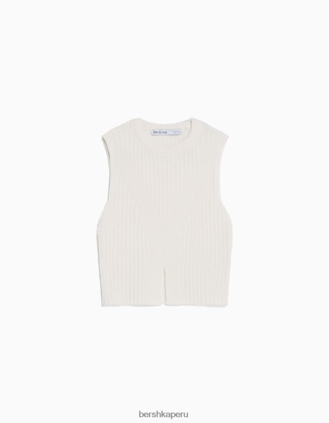 crema Bershka mujer top de punto rústico 806J6B689