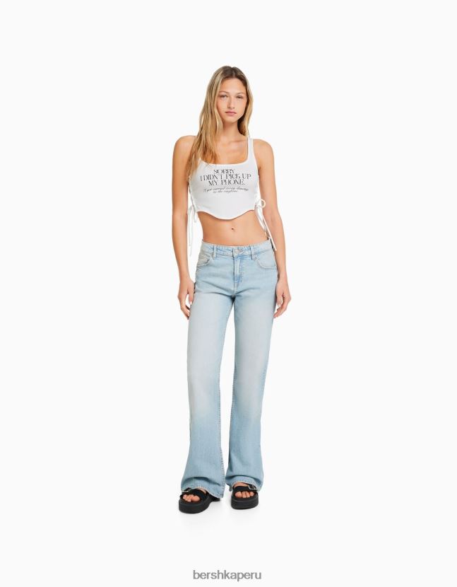 crema Bershka mujer top estampado sin mangas con lazos laterales 806J6B679