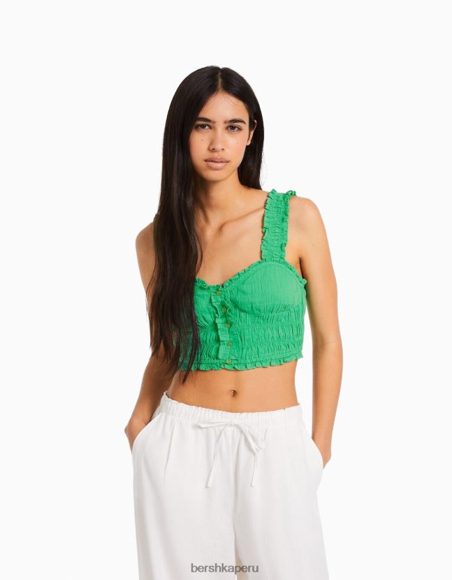 exclusivo Bershka mujer top de tiras con botones 806J6B738