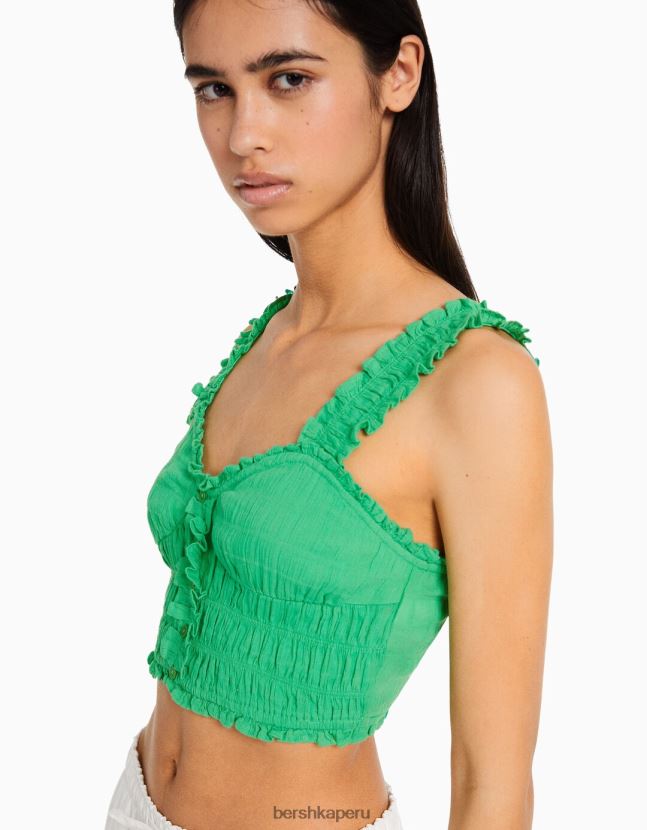 exclusivo Bershka mujer top de tiras con botones 806J6B738