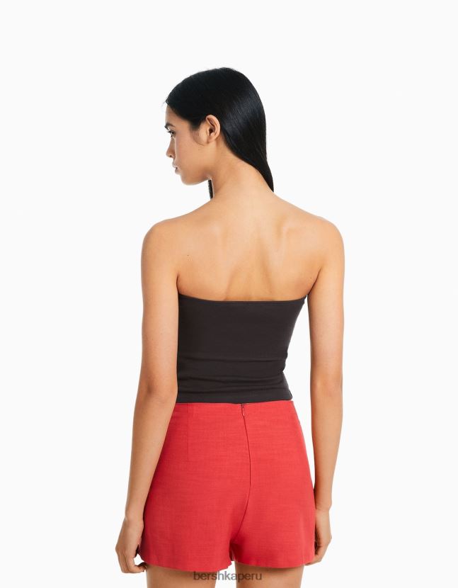 gris Bershka mujer top bandeau de piedras rodantes 806J6B668