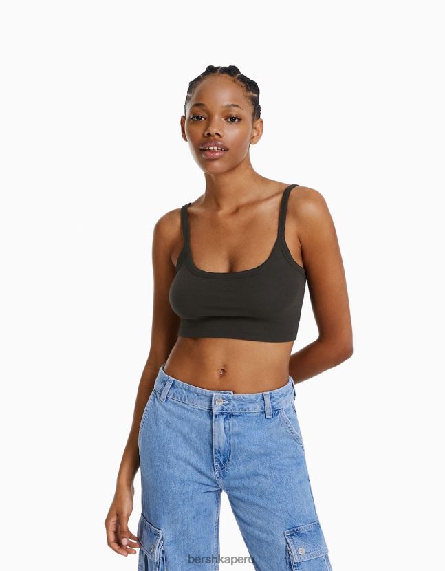 gris oscuro Bershka mujer camiseta sin mangas corta 806J6B812