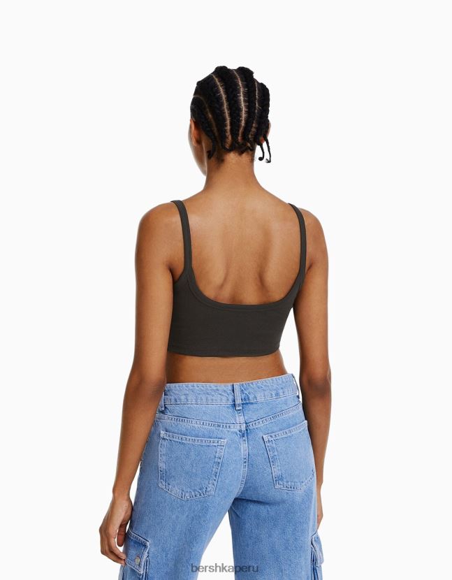 gris oscuro Bershka mujer camiseta sin mangas corta 806J6B812