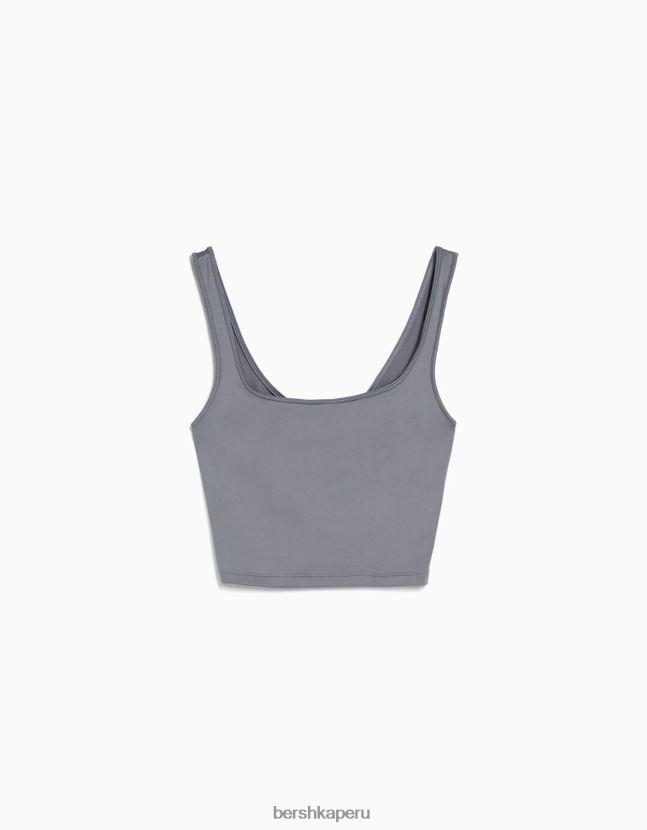 gris oscuro Bershka mujer top con tirantes anchos 806J6B800