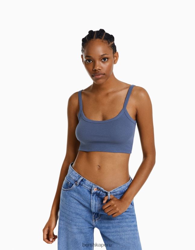 lavado azul Bershka mujer camiseta sin mangas corta 806J6B2024