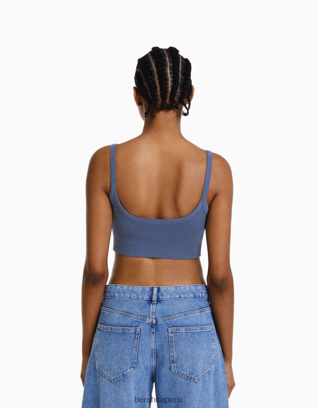 lavado azul Bershka mujer camiseta sin mangas corta 806J6B2024