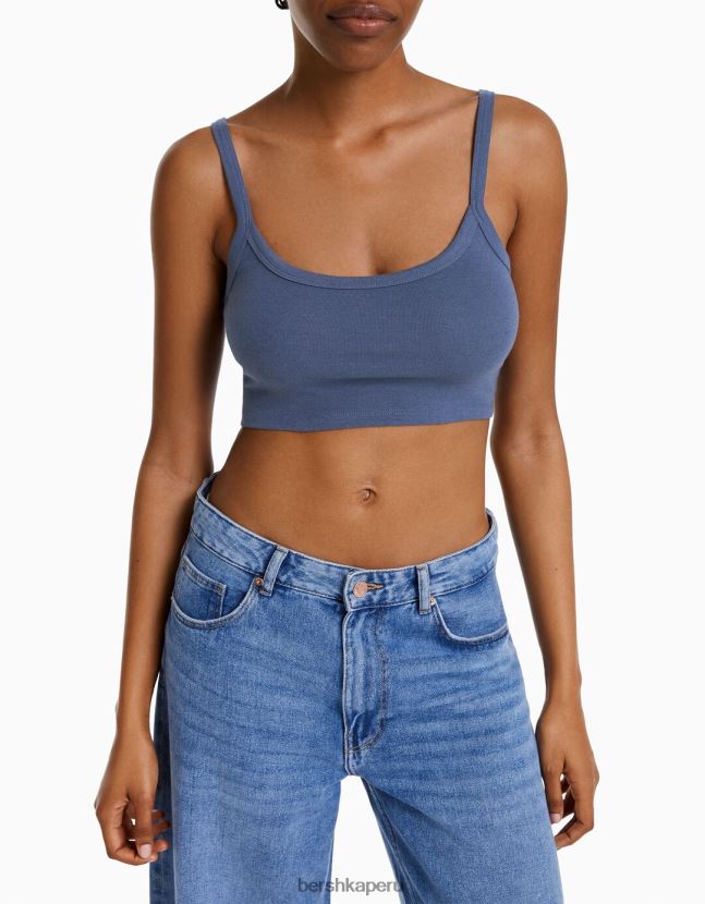 lavado azul Bershka mujer camiseta sin mangas corta 806J6B2024