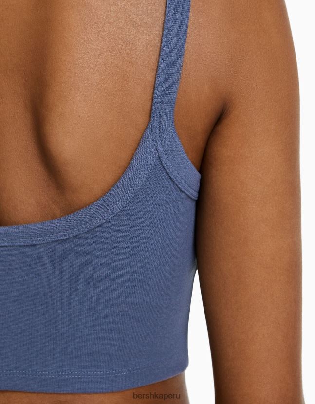 lavado azul Bershka mujer camiseta sin mangas corta 806J6B2024
