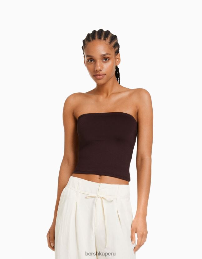 marrón Bershka mujer parte superior bandeau 806J6B663