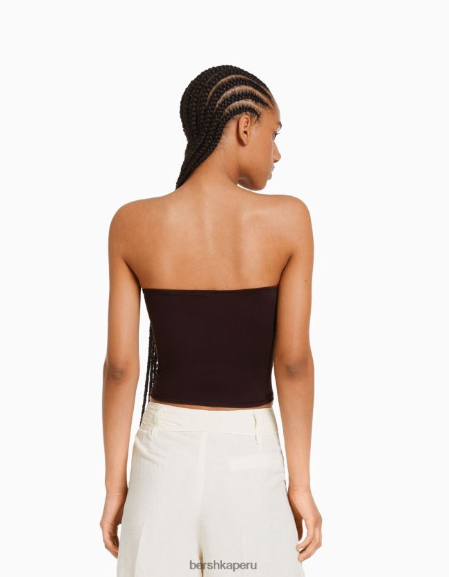 marrón Bershka mujer parte superior bandeau 806J6B663
